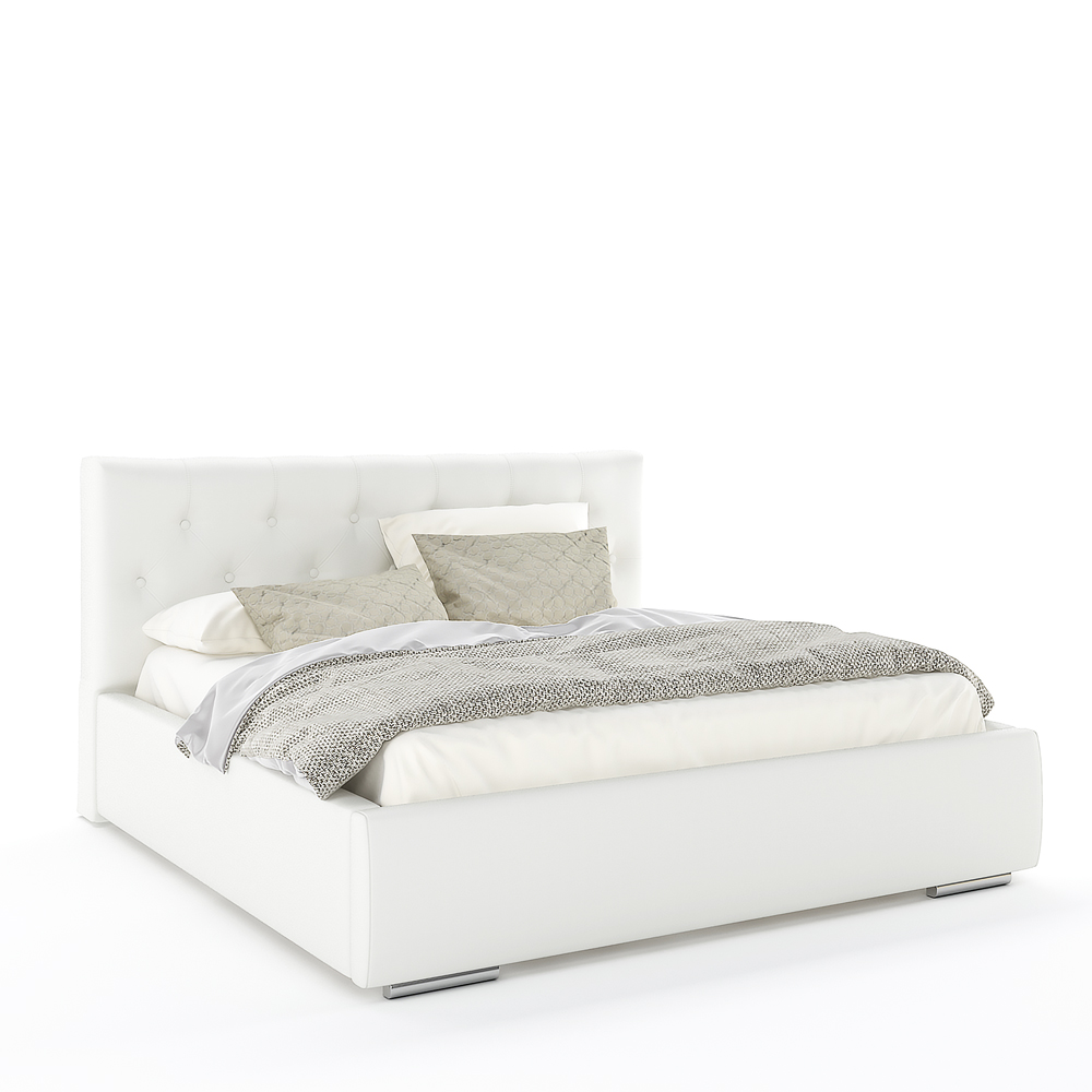 Pat tapitat MONTELLO Clasic,140x200, somiera rabatabila, Piele eco Alba