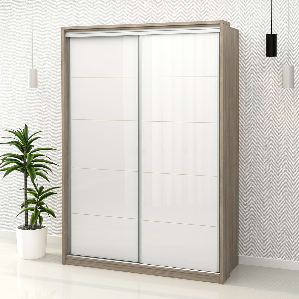 Dulap haine usi glisante PRIMAVERA 155, H225, Oak, Alb Gloss
