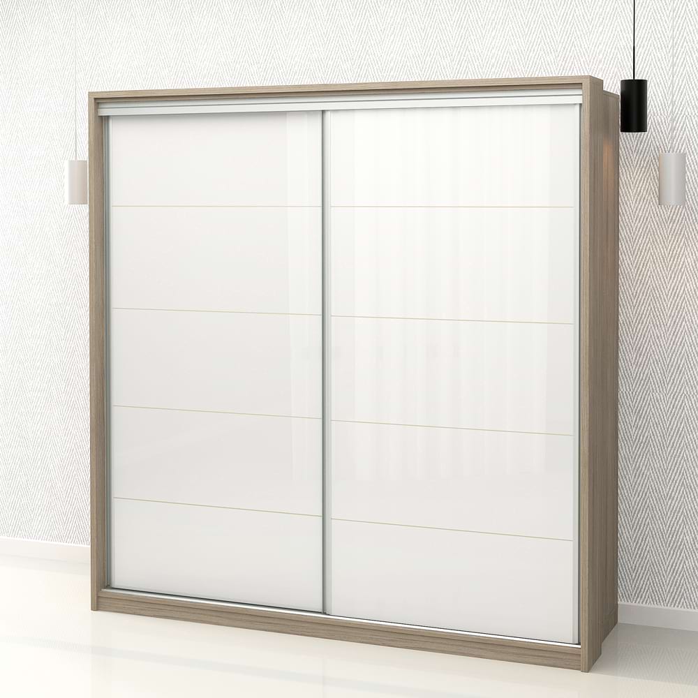 Dulap haine usi glisante PRIMAVERA 205, H205, Oak, Alb Gloss