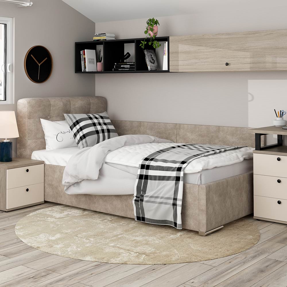 Pat colt de copii GEORGIA Clasic, 90x200, piele texturata Bej