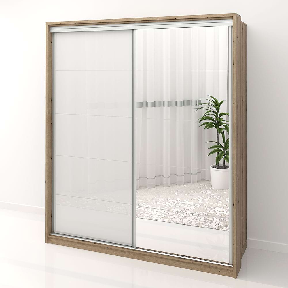 Dulap dormitor PRIMAVERA 185, H205, cu oglinda k5, Stejar, Alb Gloss