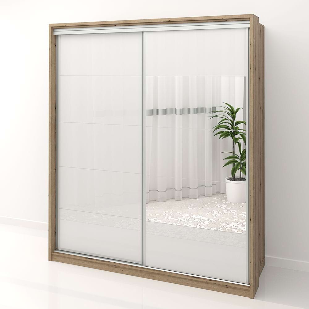 Dulap dormitor PRIMAVERA 185, H205, cu oglinda k3, Oak, Alb Gloss