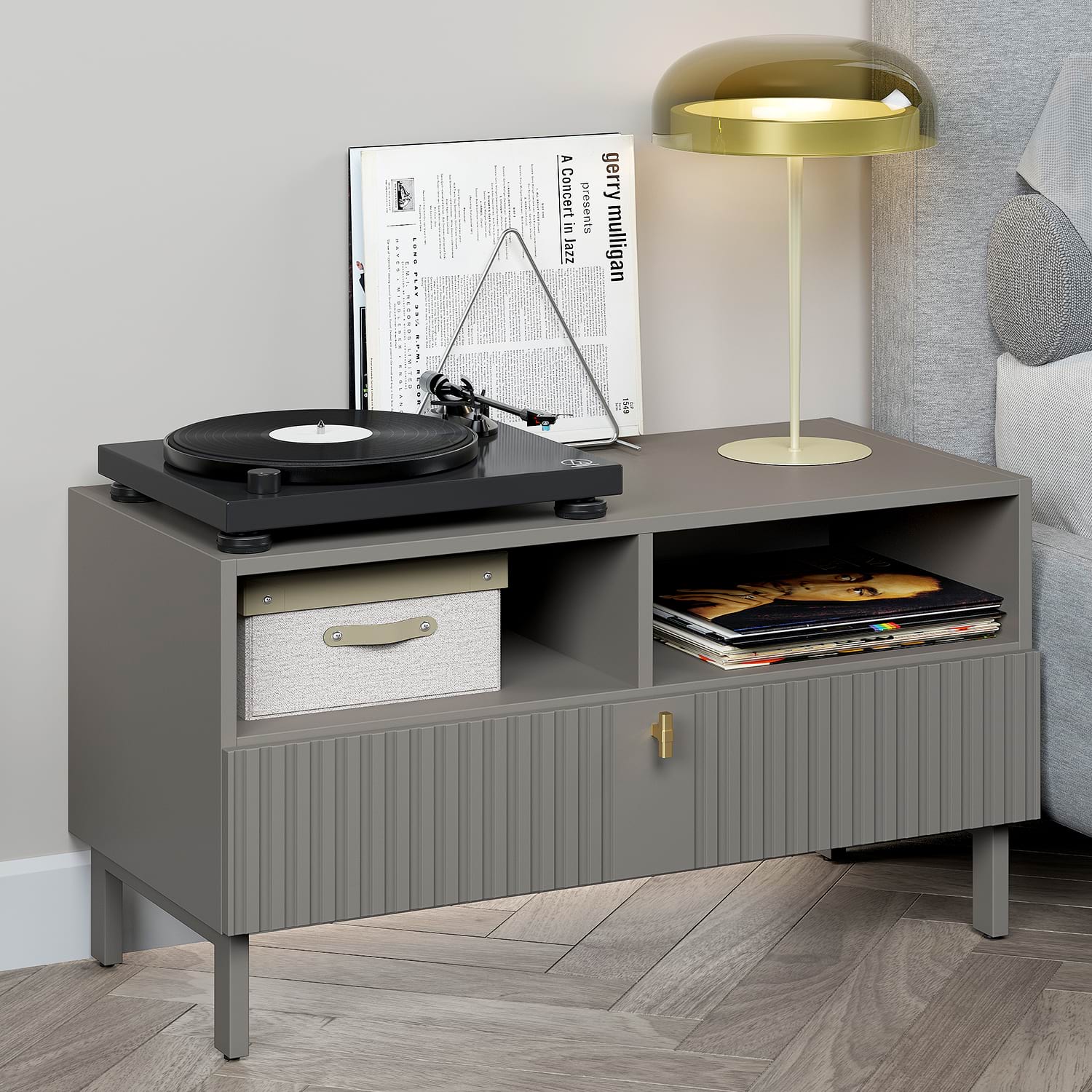 Noptiera MATERA 90, 1 sertar, Gri Piatra, MDF GP vopsit mat