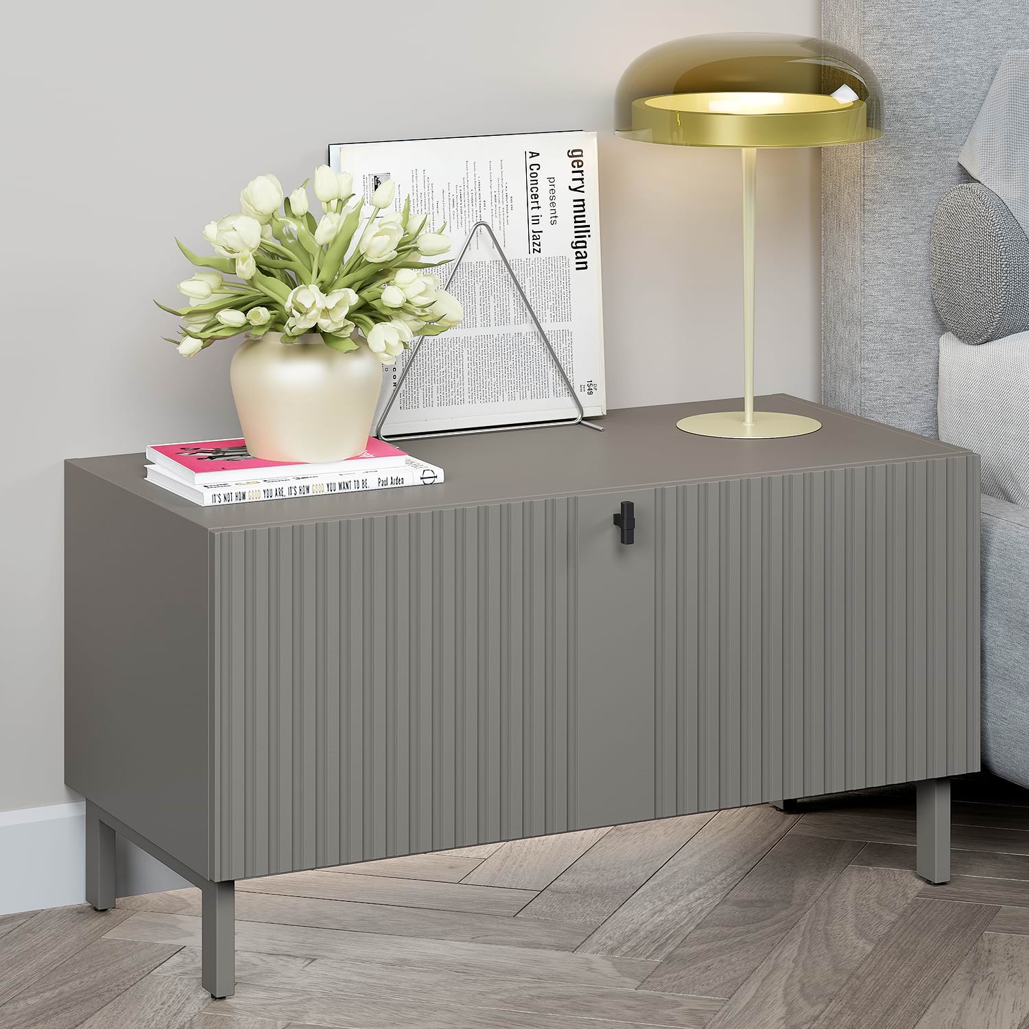 Noptiera MATERA 90, 1 usa, Gri Piatra, MDF GP vopsit mat