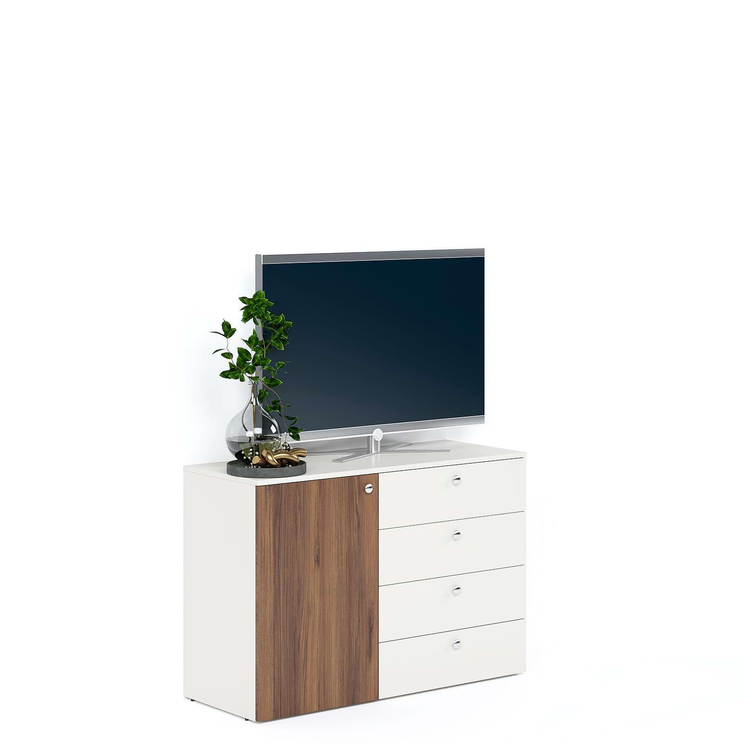 Comoda ARONA 105, A42, H74, 1U4S, Alb Portelan, Nuc Warmia