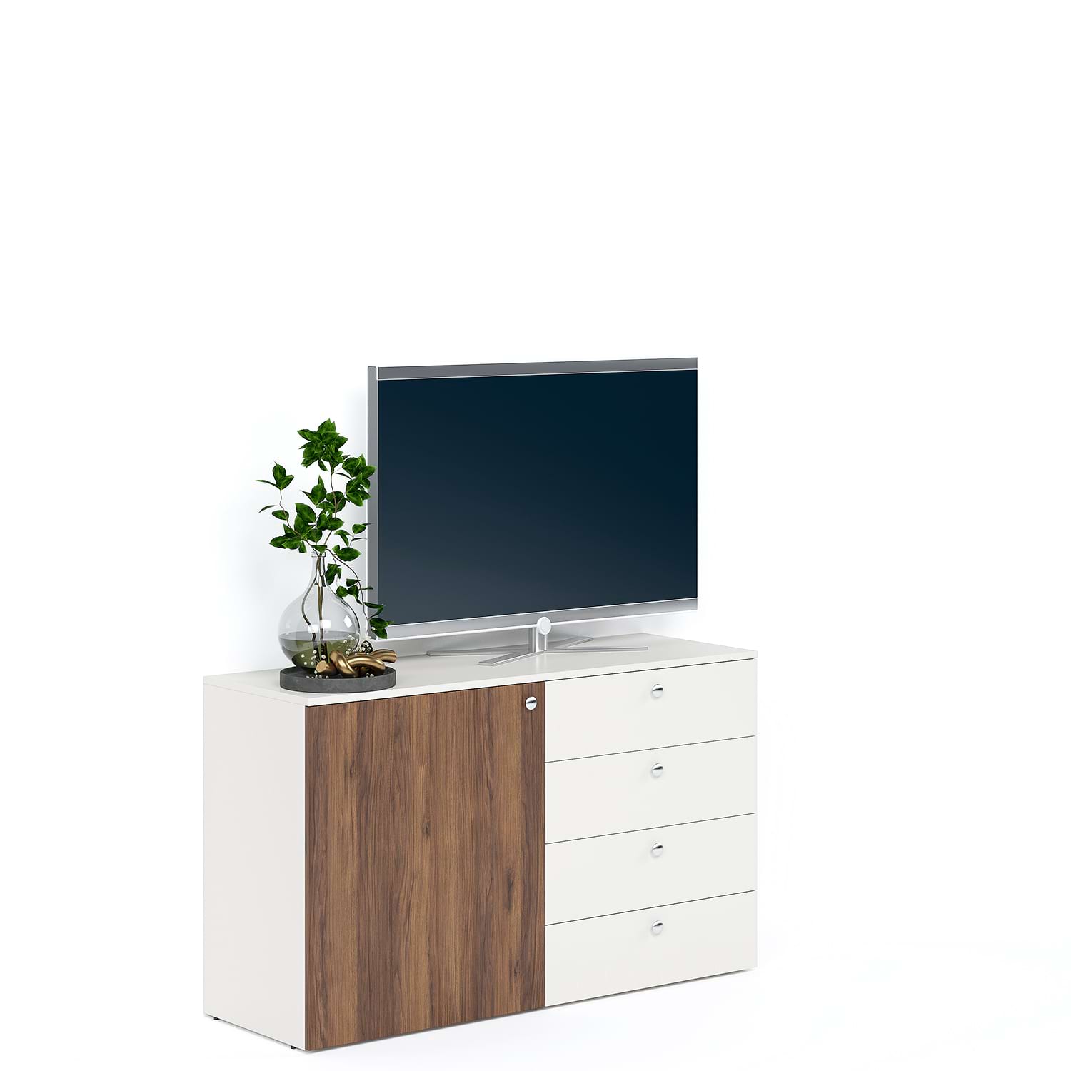 Comoda ARONA 120, A42, H74, 1U4S, Alb Portelan, Nuc Warmia