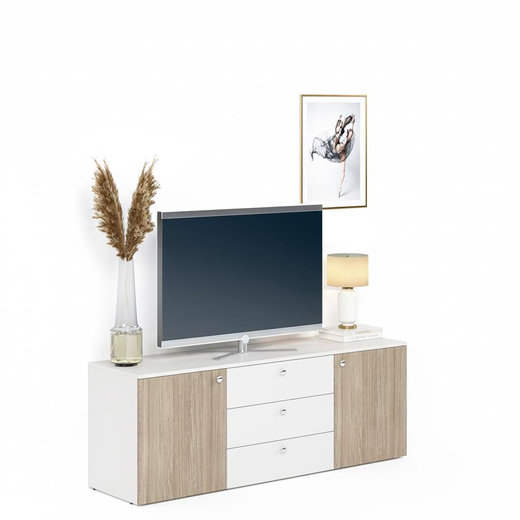 Comoda ARONA 150, A42, H57, 2U3S, Alb Portelan, Oak
