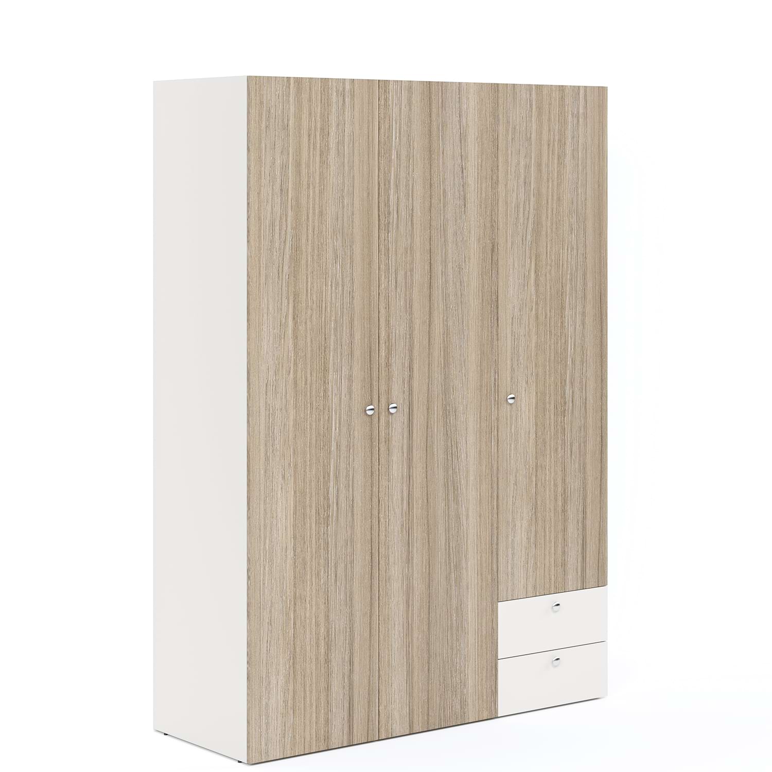 Dulap haine ARONA 135, A50, H195, 3U2S, Alb Portelan, Oak
