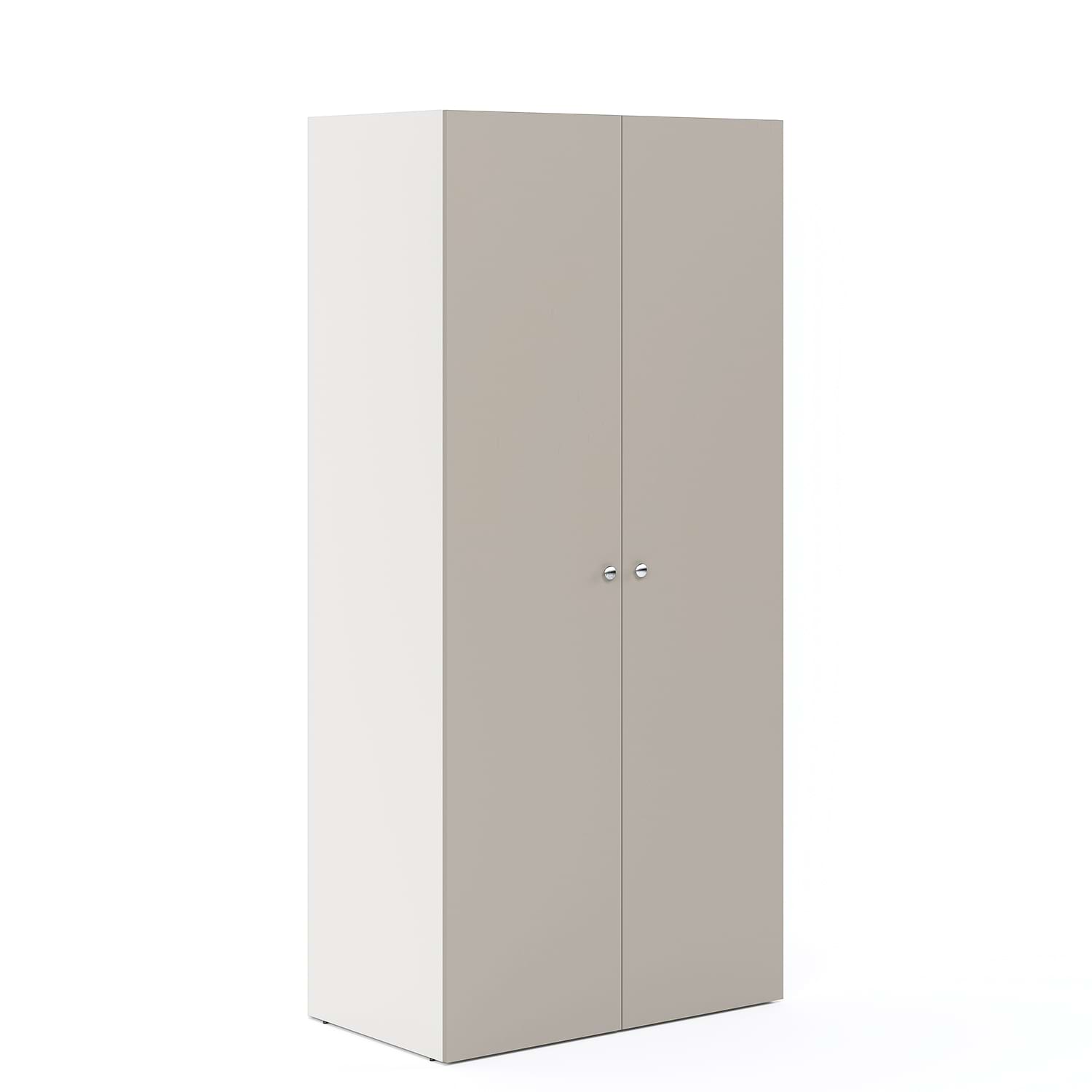 Dulap haine ARONA 90, A50, H195, 2U, Alb Portelan, Gri Piatra