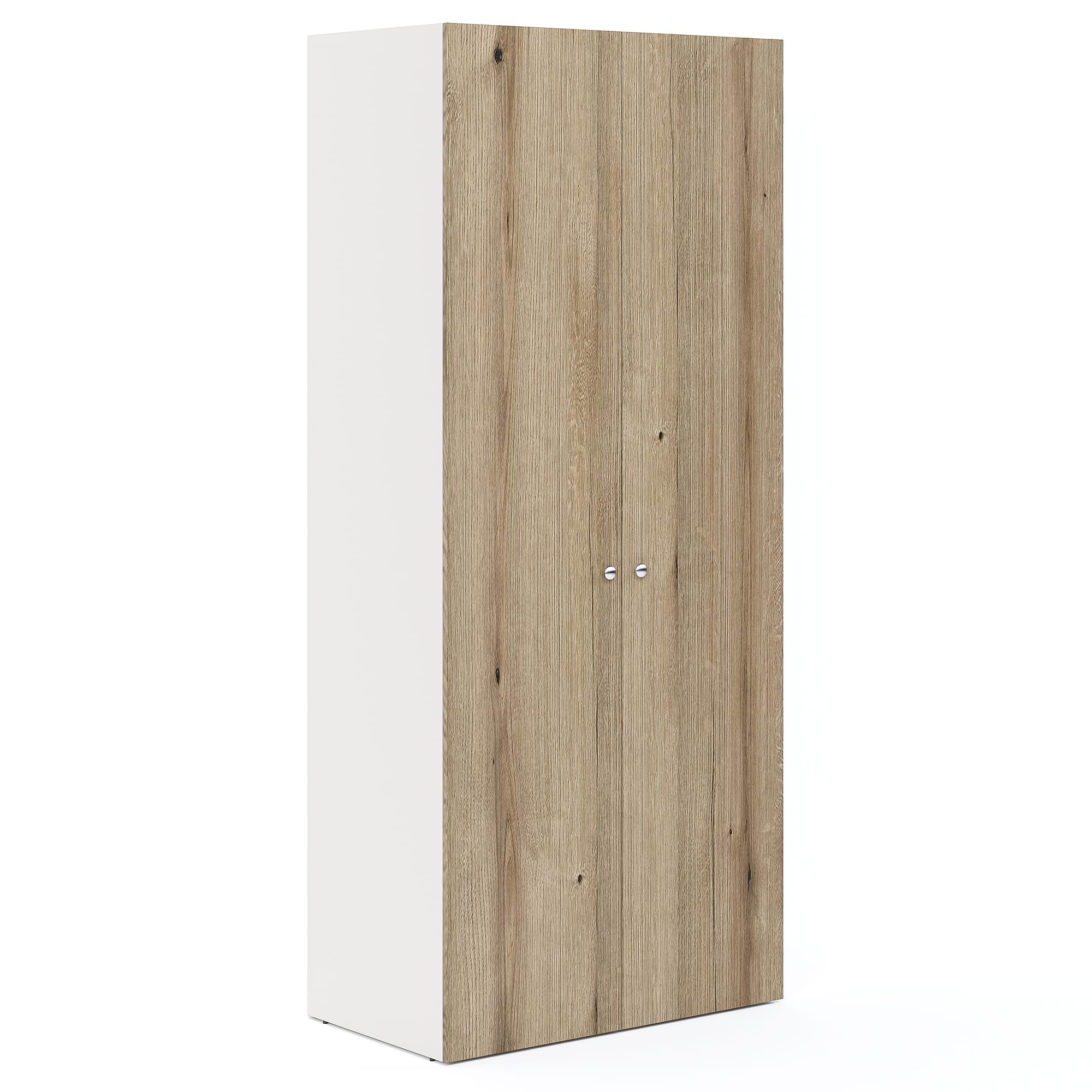 Dulap haine ARONA 90, A50, H210, 2U, Alb Portelan, Stejar