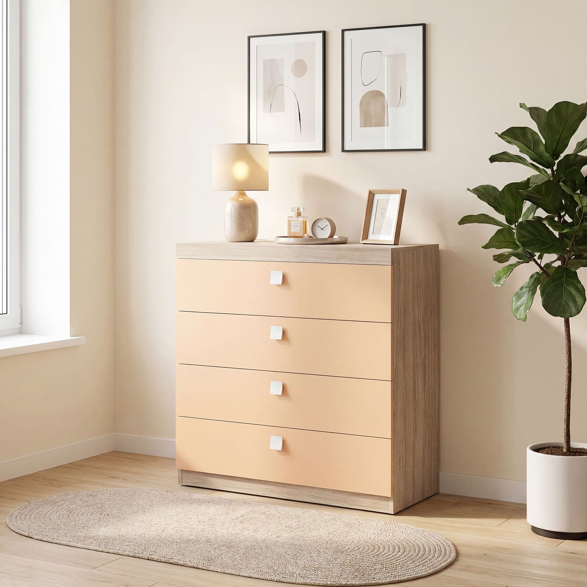 Comoda copii LINEA, 4 sertare, Oak, Caramel