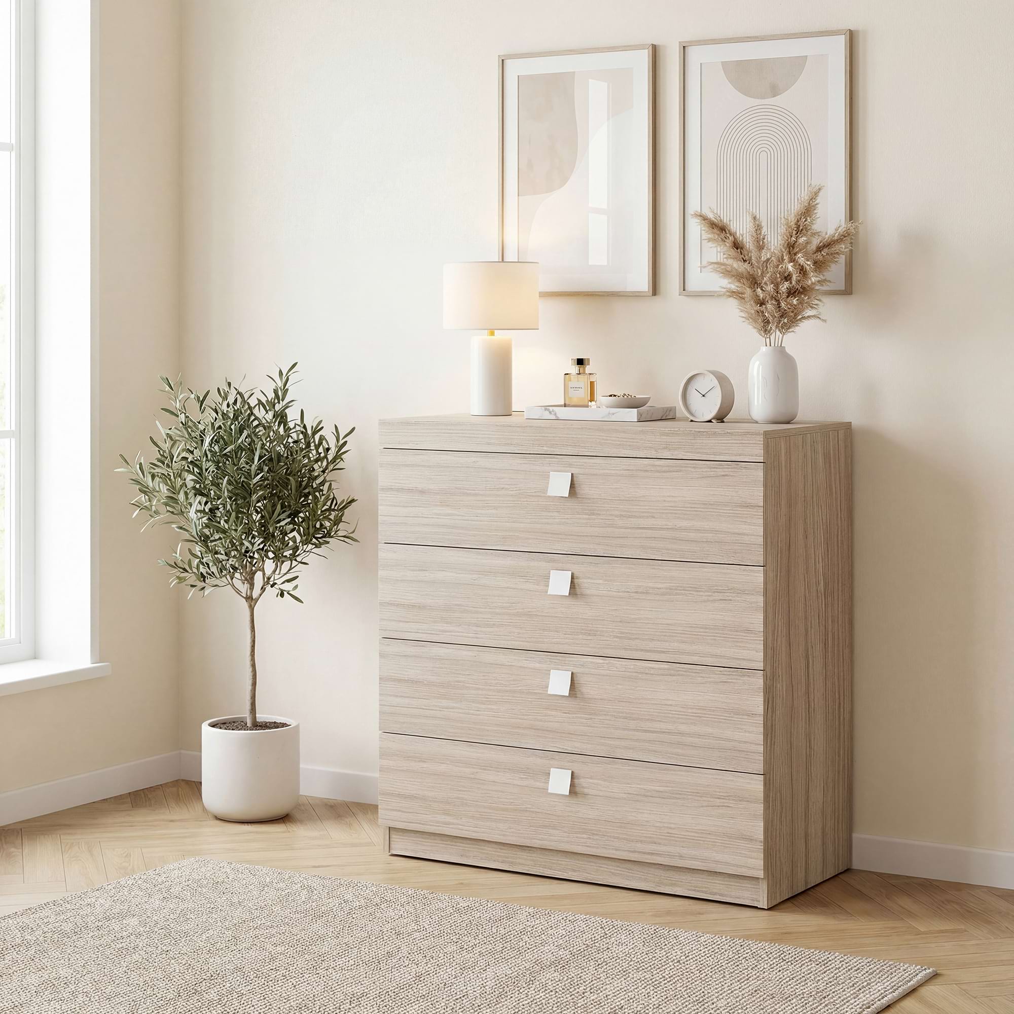 Comoda cu 4 sertare LINEA, Oak