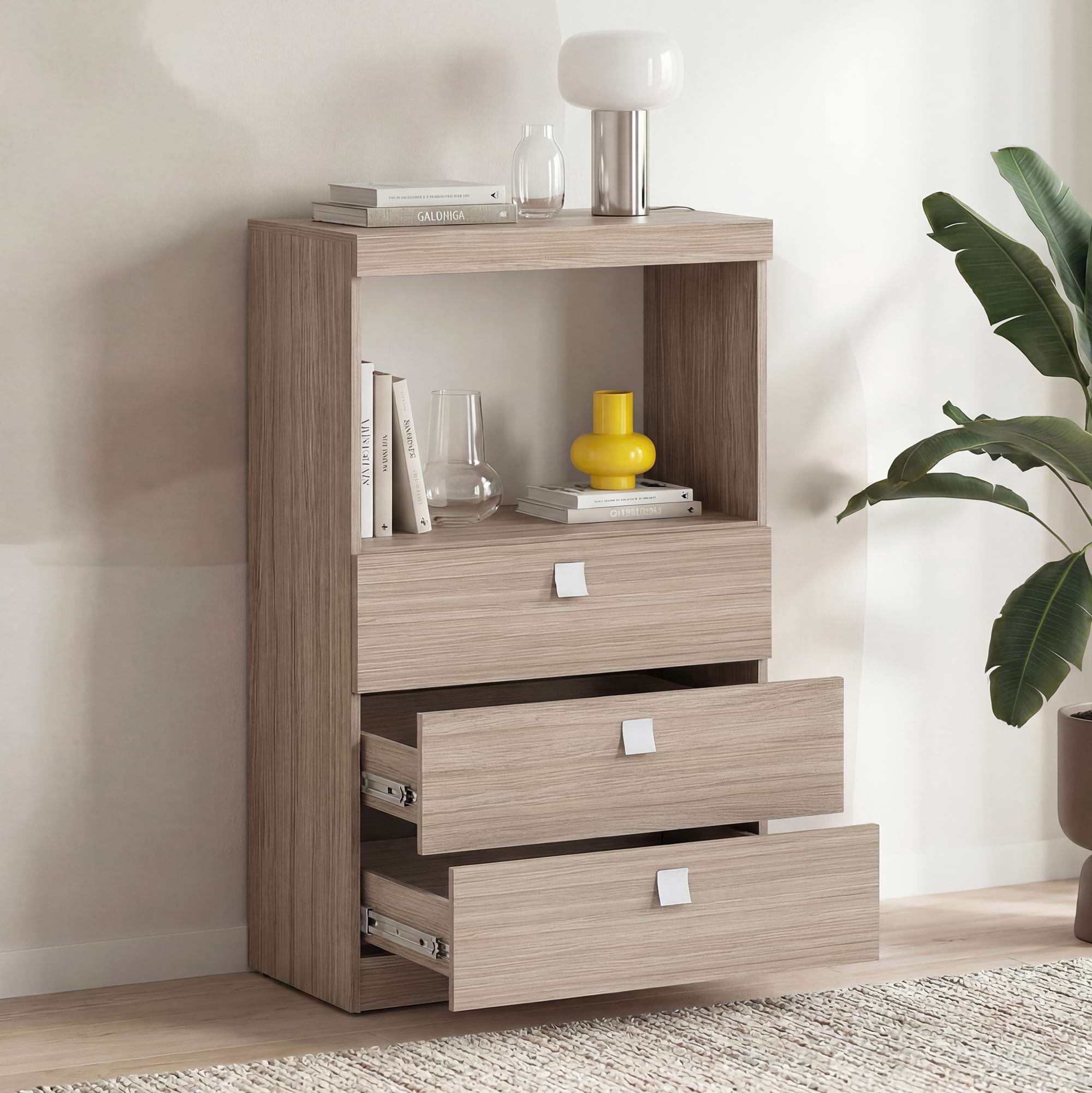 Comoda inalta LINEA 70, 3 sertare, Oak