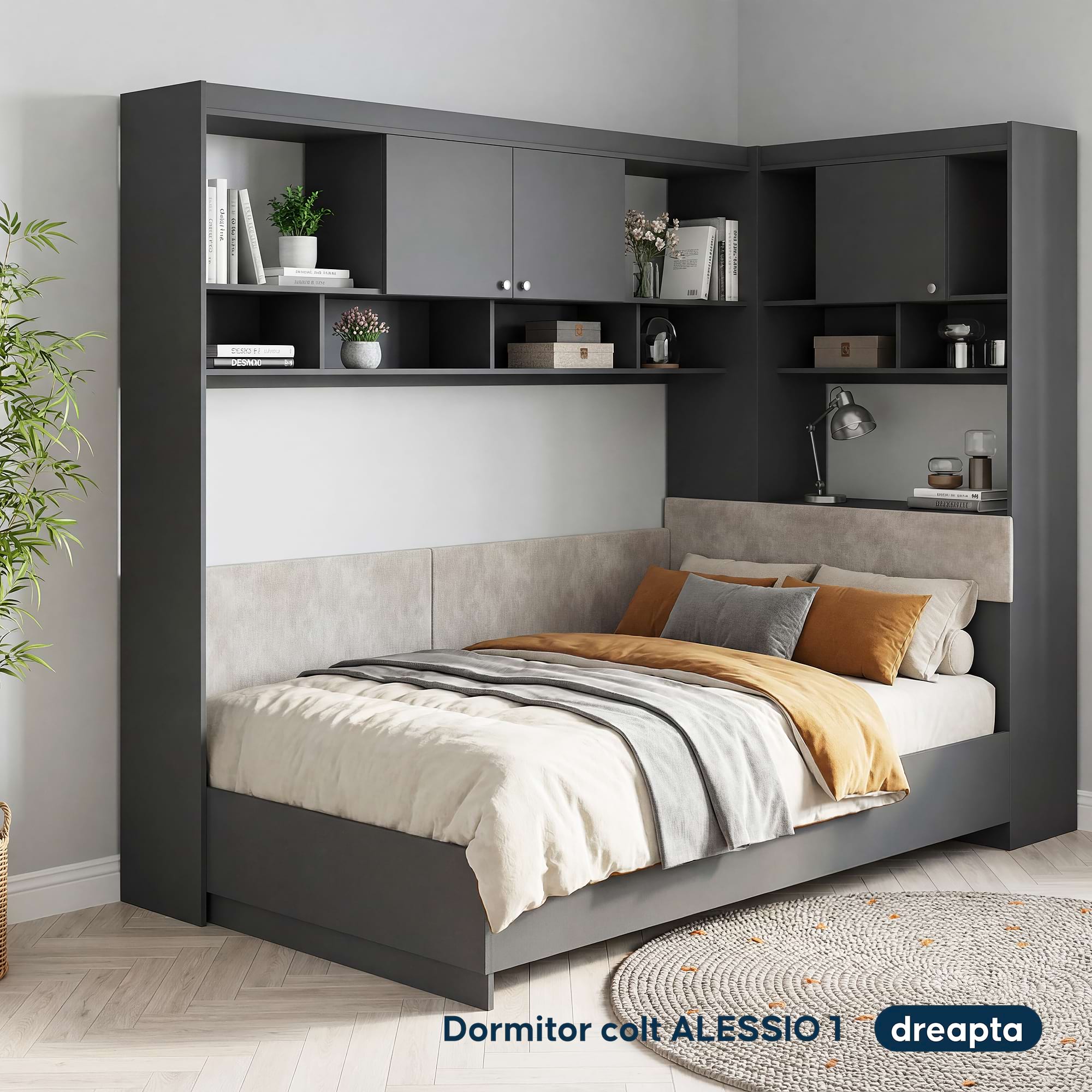 Dormitor colt ALESSIO 1 Antracit