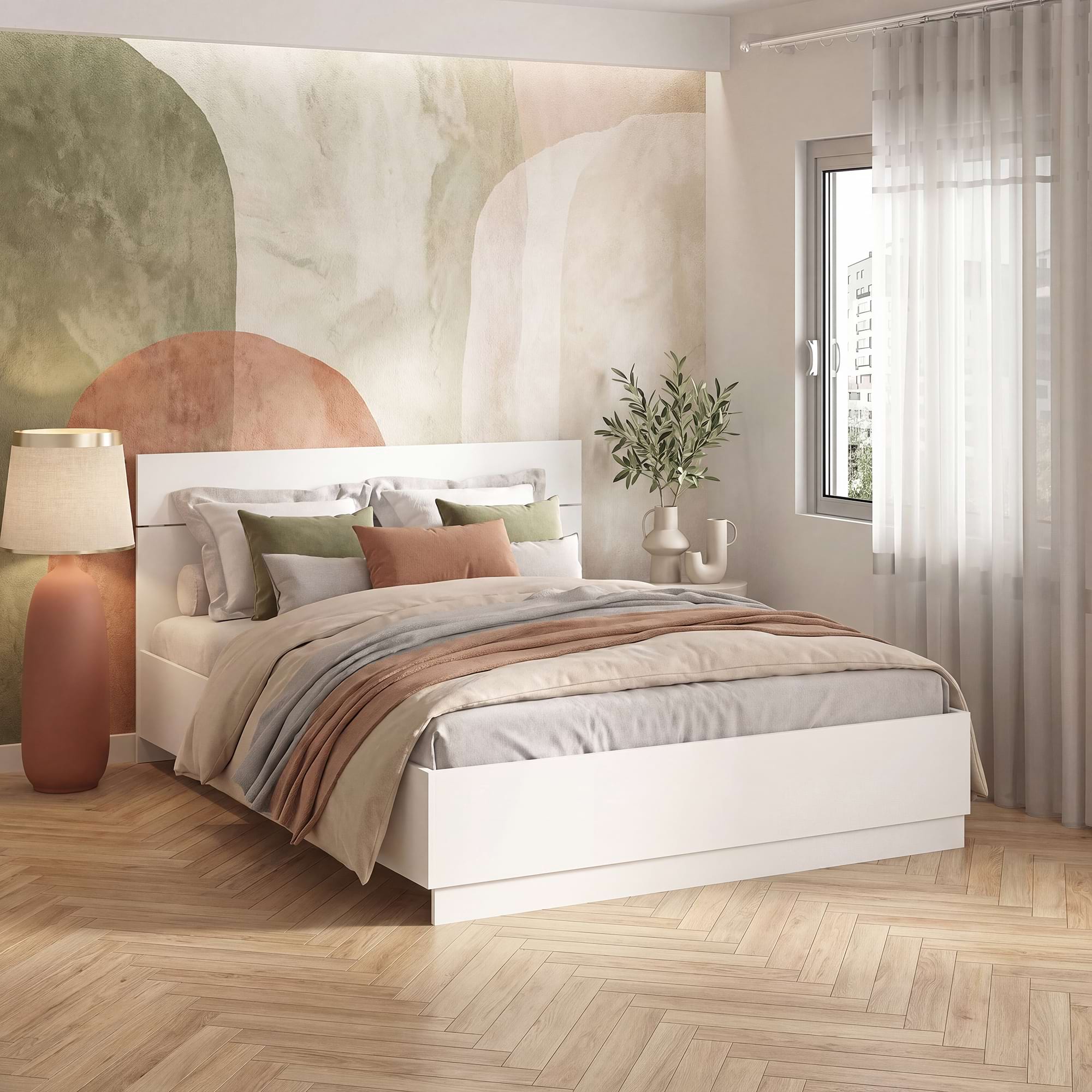 Pat AMBRO fara saltea, 140x200, Alb