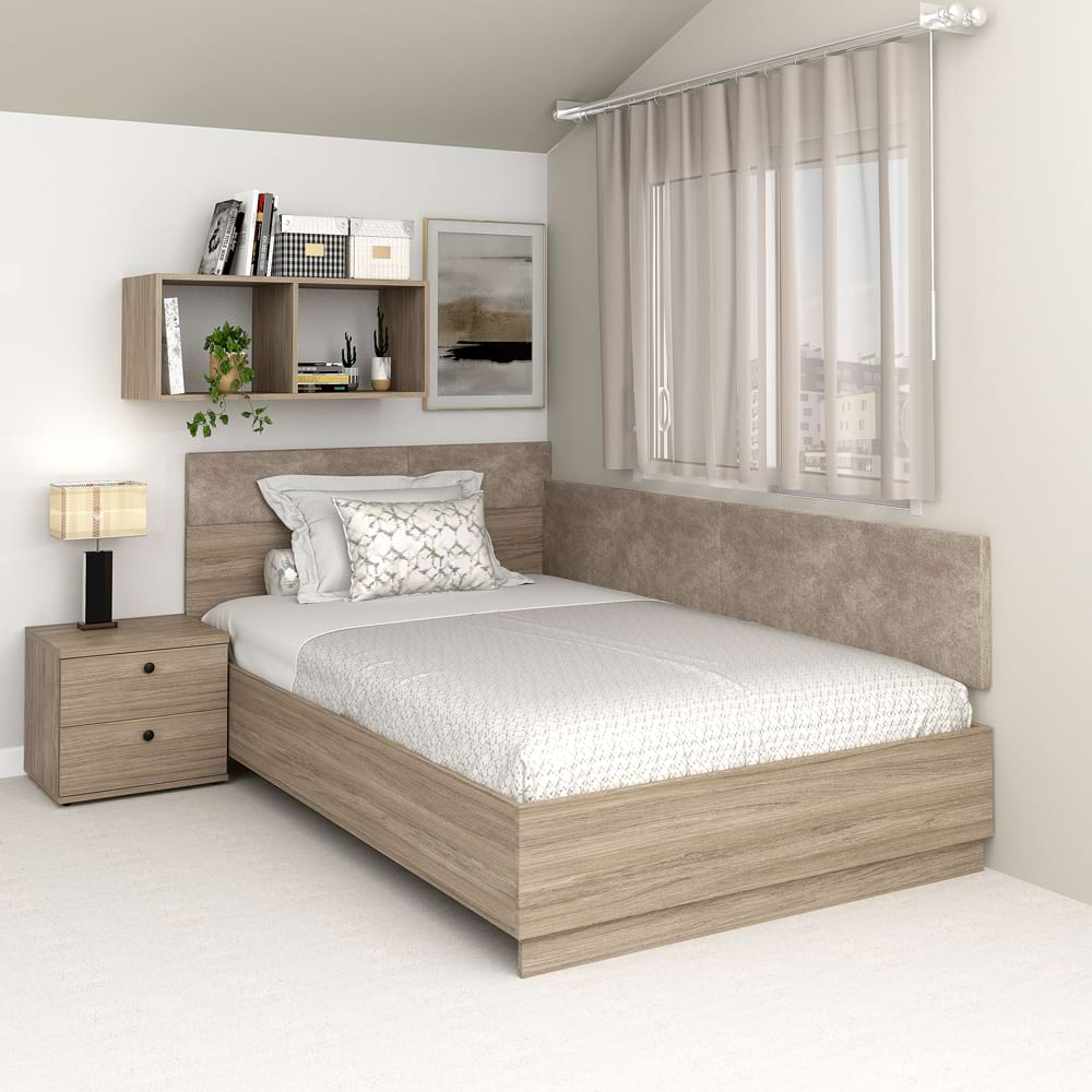 plapuma 120x200 Pat colt AMBRO cu saltea inclusa, 120x200, Oak