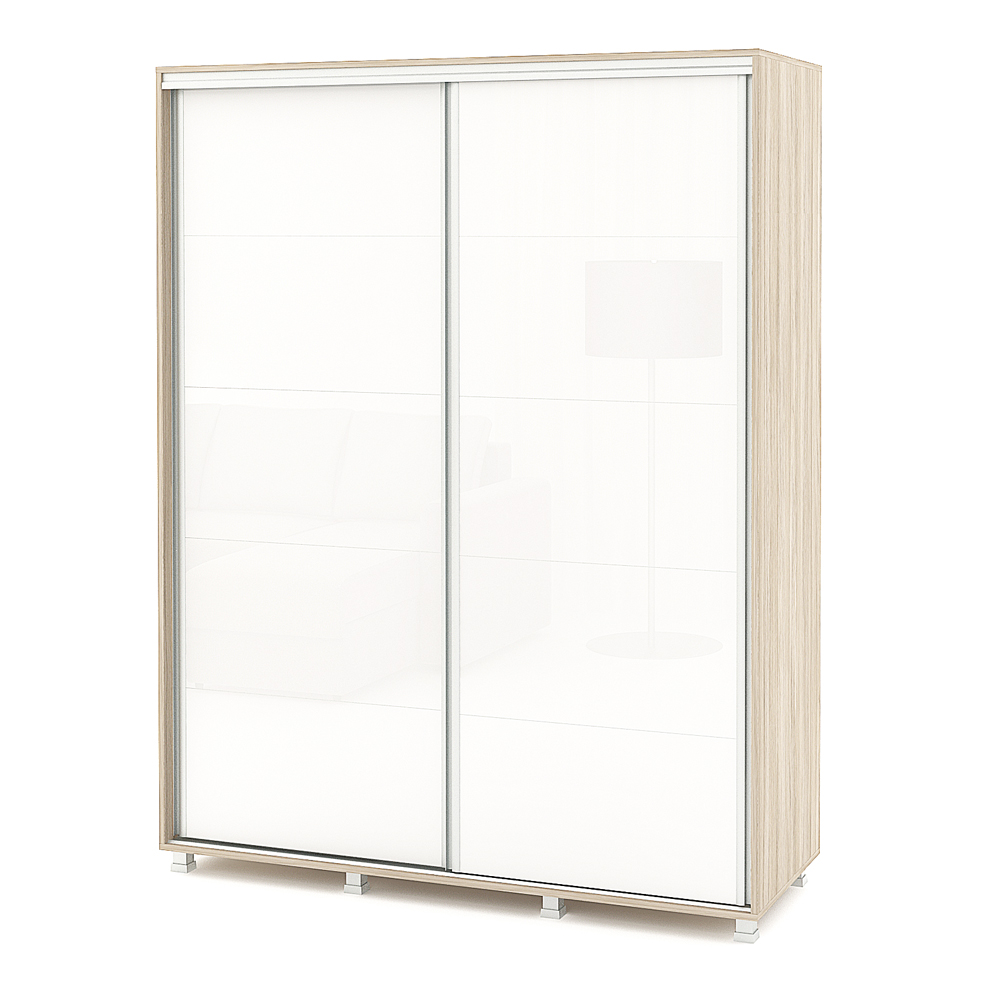 Dulap usi culisante linea gloss 150cm, oak, alb gloss