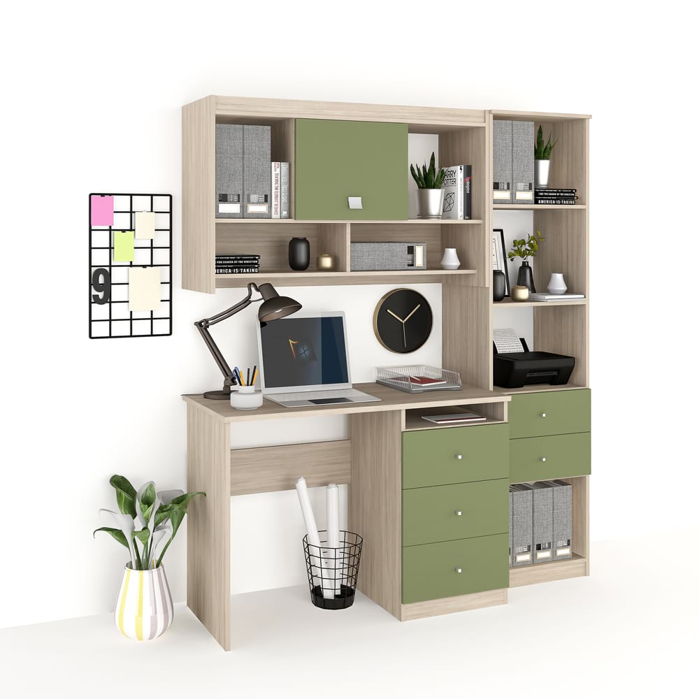 Ansamblu birou modus 2, oak, pesto