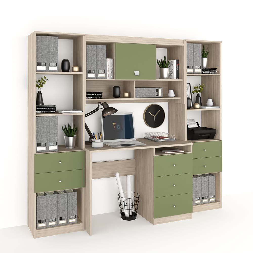 Ansamblu birou modus 4, oak, pesto