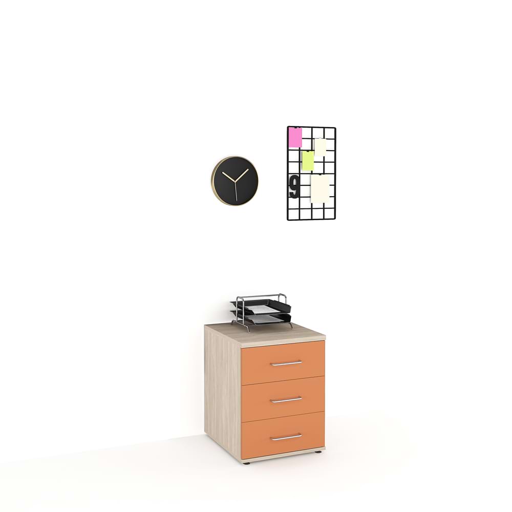 Casetiera birou studio, 3 sertare, oak, ginger