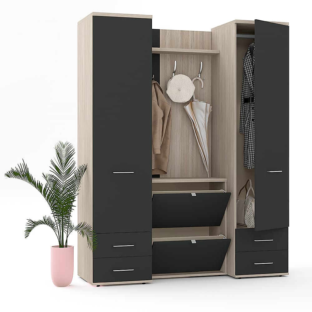 Mobilier hol riva cu pantofar dublu, configuratia riva1, oak, antracit