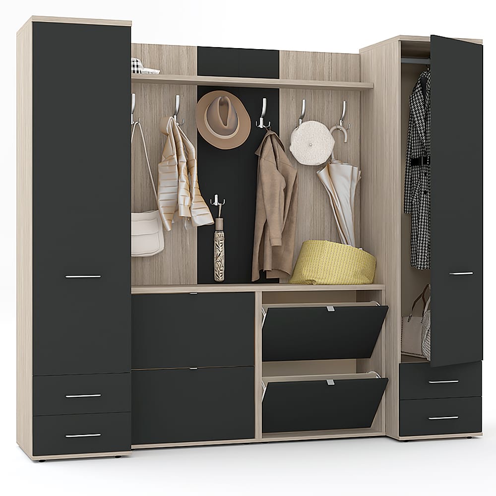 Mobilier hol riva, configuratia riva3, oak, antracit