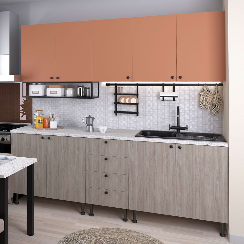 Mobila bucatarie domino a225, oak, ginger
