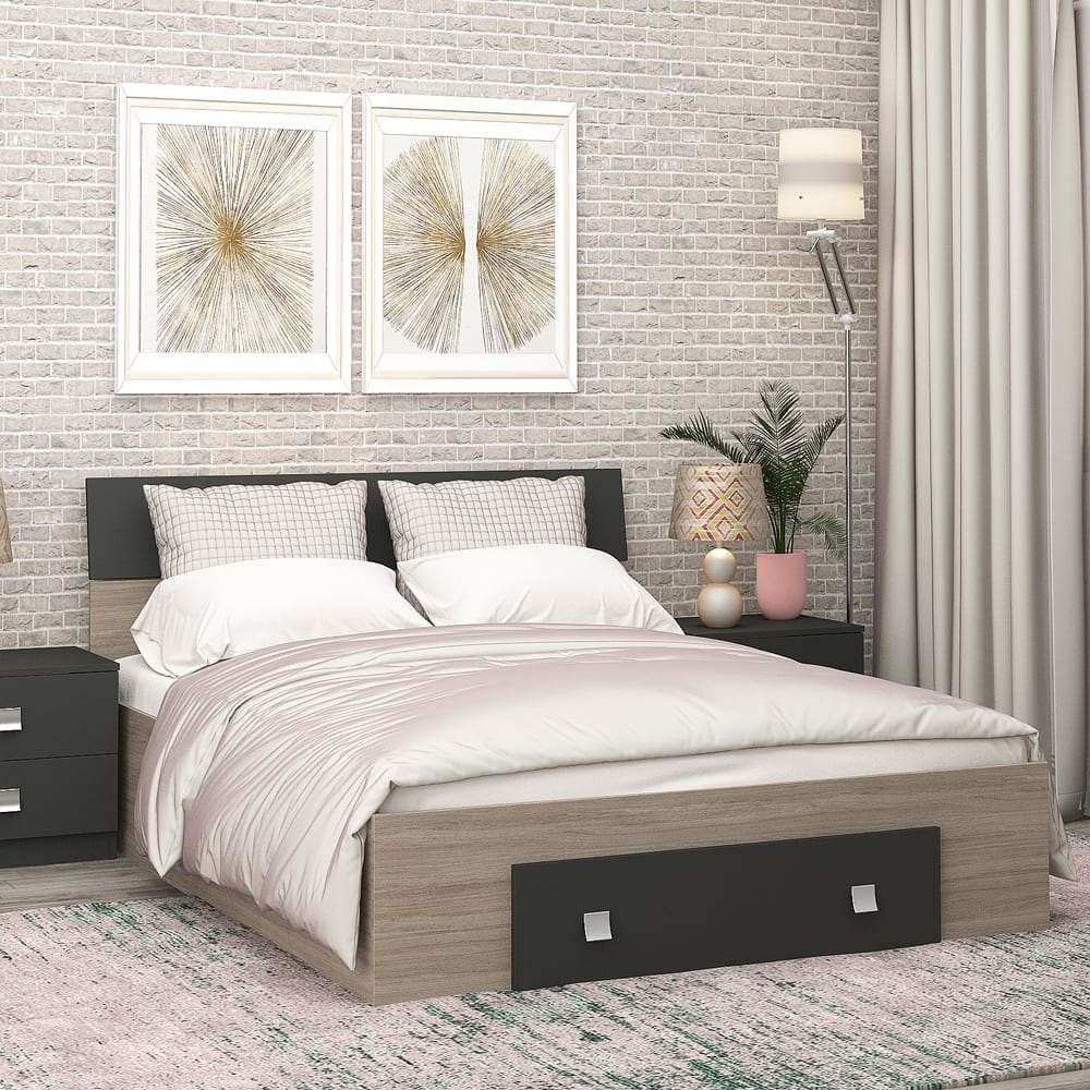 Pat linea cu sertar, oak, antracit
